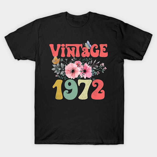 Vintage 1972 Floral Retro Groovy 51st Birthday T-Shirt by Kens Shop